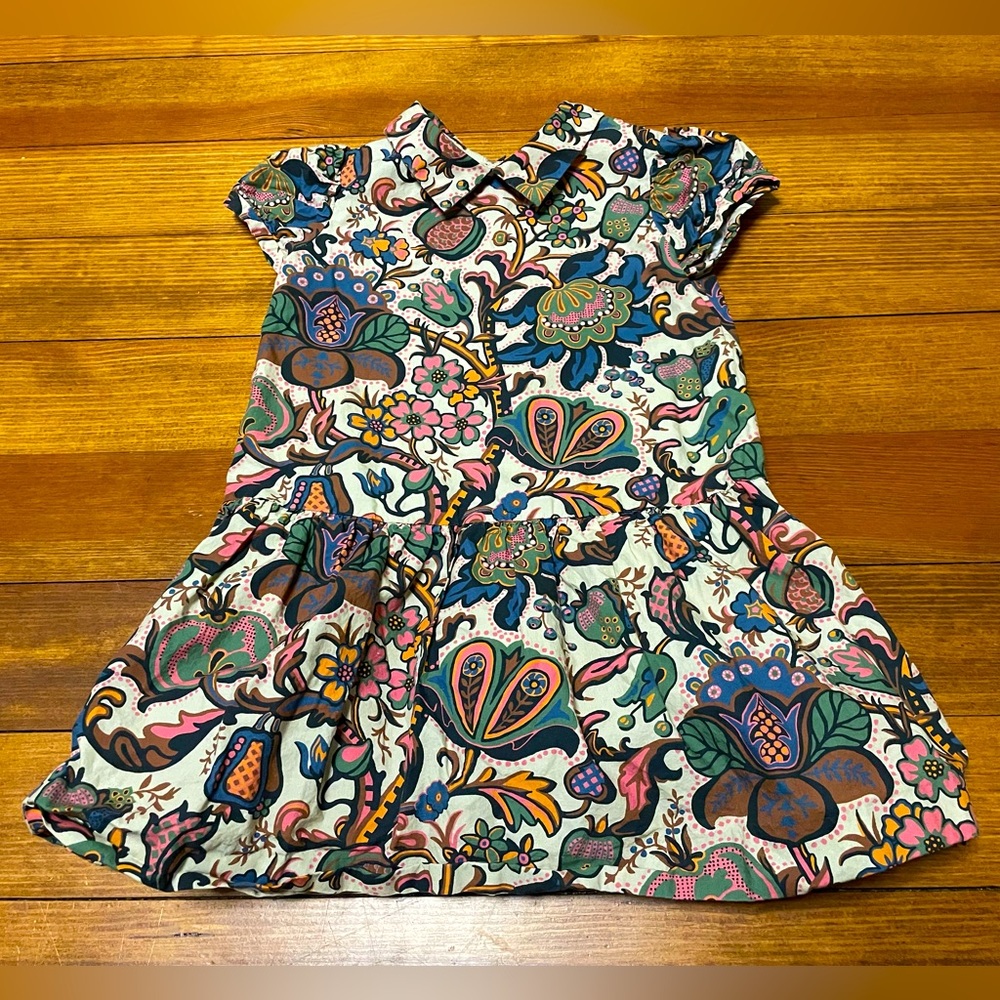 Bonpoint Multicolor Floral Collared Cotton Dress Size 3